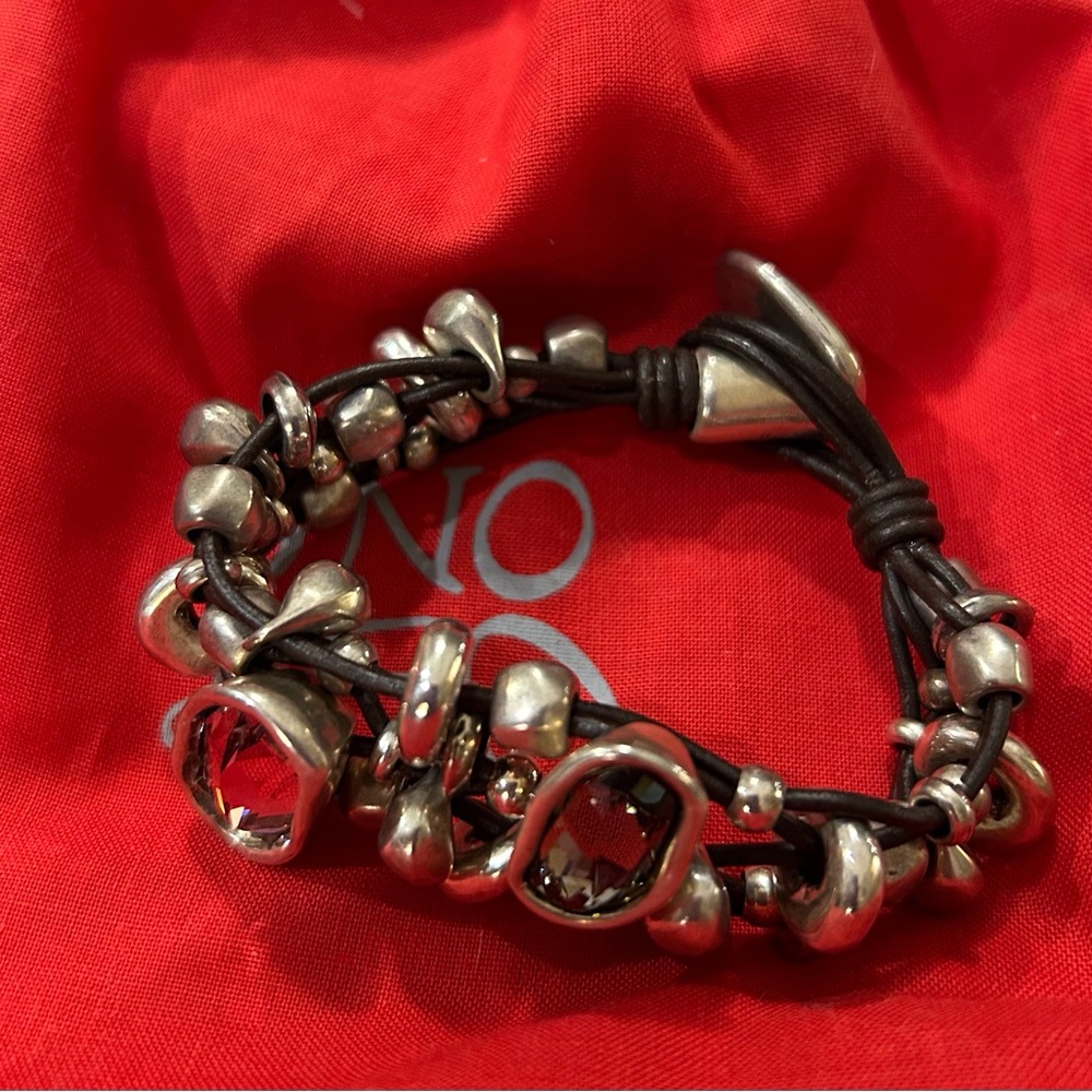 UNO de 50 Lady Marmalade Silver Bracelet with Pink and Grey Crystal Stones - Picture 7 of 8